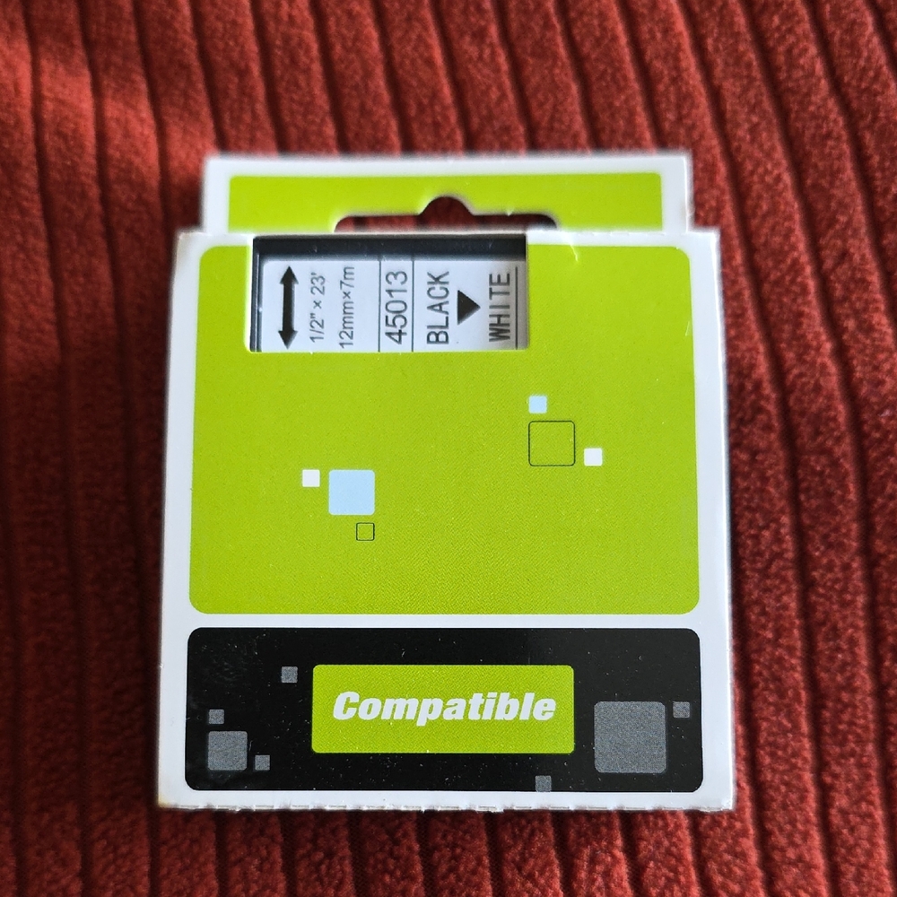 White Compatible Label Tape 12mm x 7m 1/2" X 23'